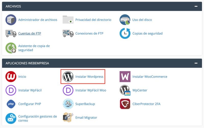 instalar wordpress webempresa 3