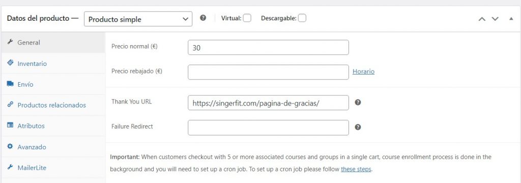 pagina de gracias woocommerce