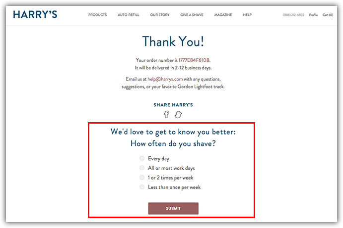 thank you page survey
